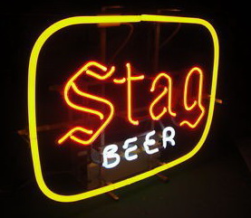 Stag Beer Yellow Border Neon Sign